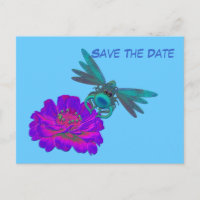 Save the Date Libelle On Blumen Postkarte