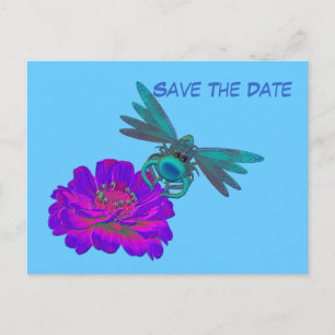 Save the Date Libelle On Blumen Postkarte