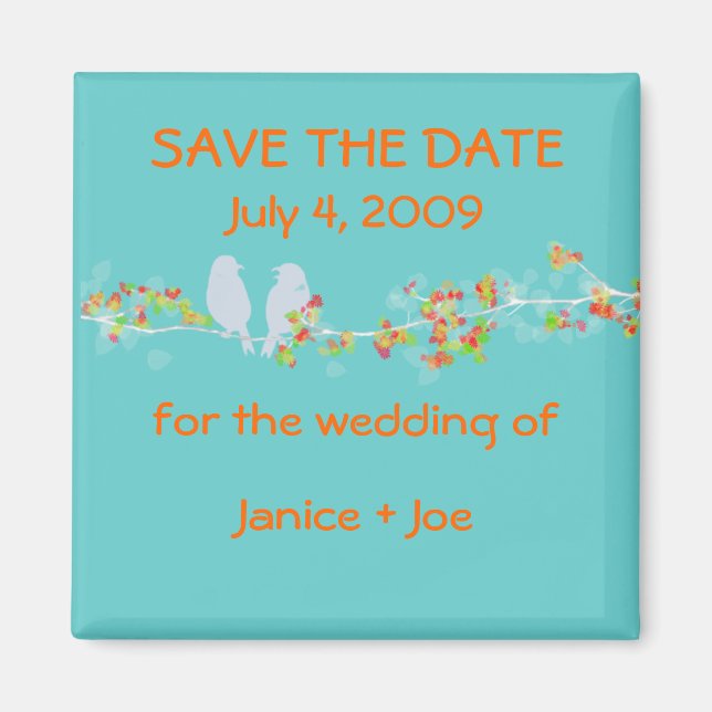 Save the Date liebes Vogelmagnet Magnet (Vorne)