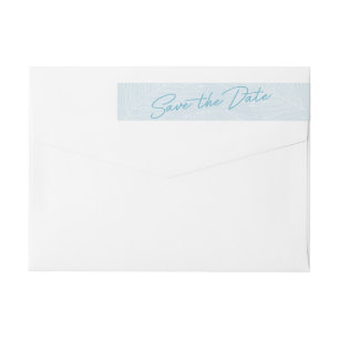 Save the Date Light Blue Tropical Palm Blätter