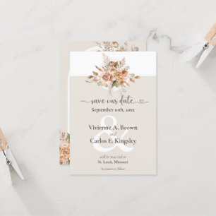 Save the Date Light Earth Tone Boho Floral Foto