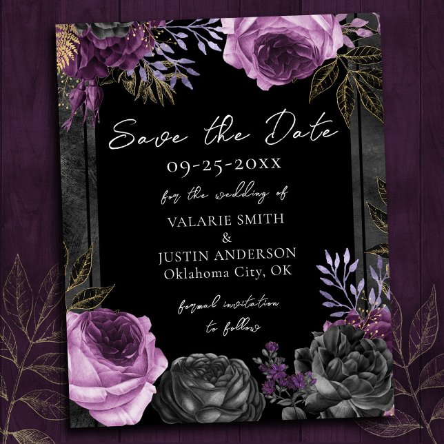 Save the Date Lila Black Gothic-Hochzeit (Von Creator hochgeladen)