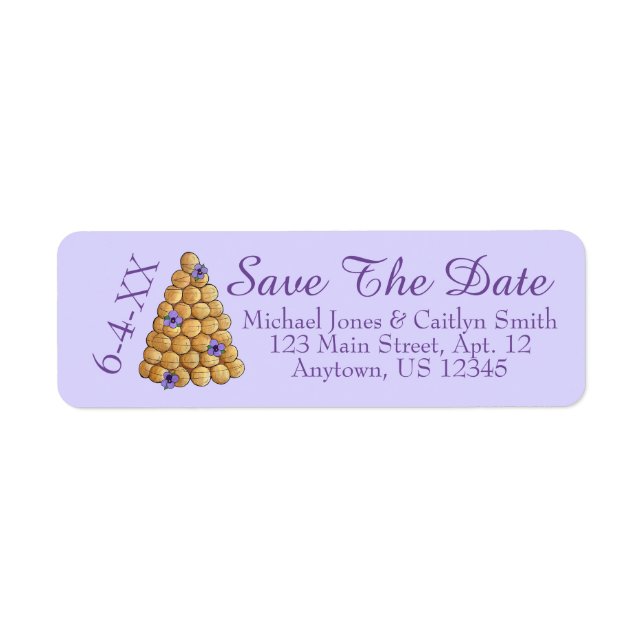 Save the Date Lila Croquembouche Hochzeitstorte (Vorne)
