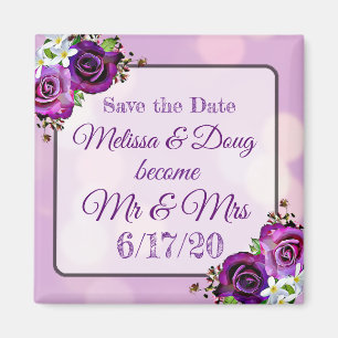 Save the Date lila Hochzeits-Magnet Magnet