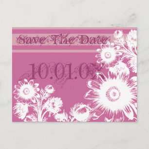 Save the Date Lila Raspberry Fuchsia Floral Ankündigungspostkarte