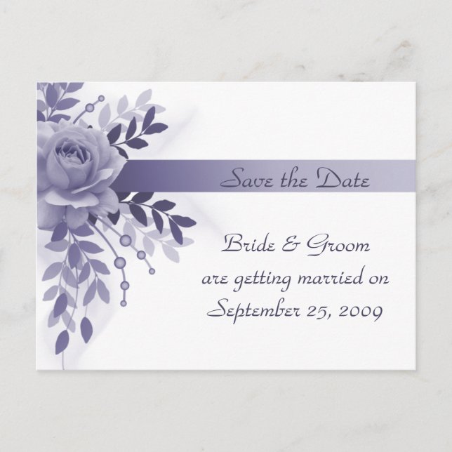 Save the Date Lila Rose Postkarte (Vorderseite)