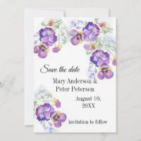 Save the Date lila Stiefmütterchen