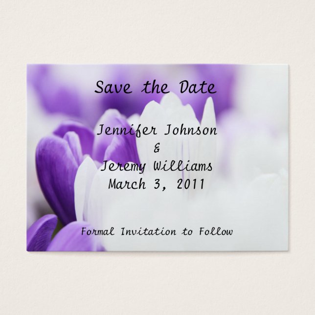 Save the Date lila und weiße Blumen (Vorderseite)