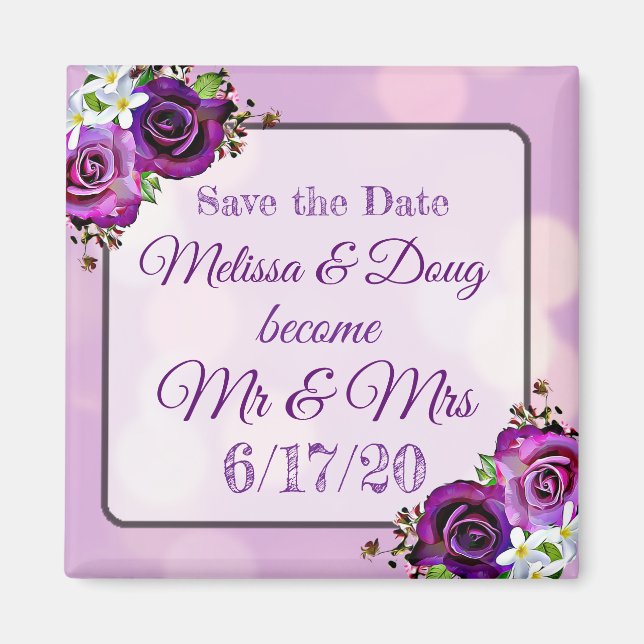 Save the Date Lila Wedding Magnet (Vorne)