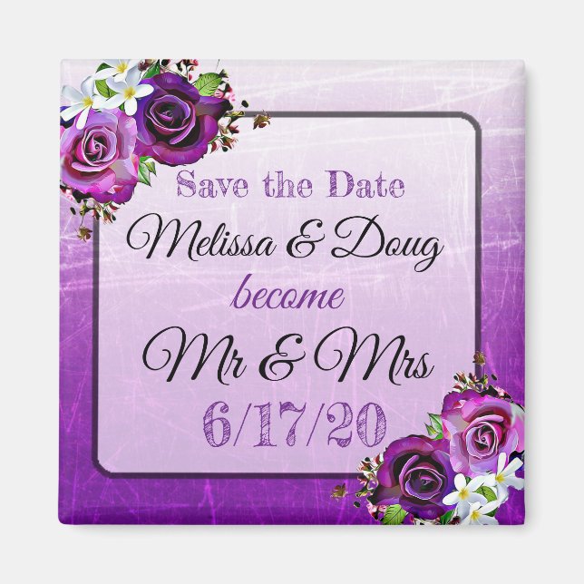 Save the Date Lila Wedding Magnet (Vorne)
