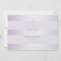 Save The Date | Lilac Shimmer Stripes Monogramm