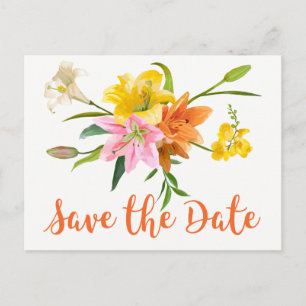 Save the Date Lily Blume Orange Verlobung Postkarte