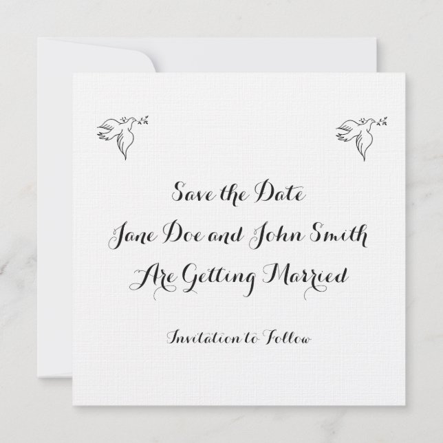 Save the Date Linen 5,25" x 5,25", Standard White Einladung (Rückseite)