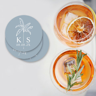 Save the Date Logo für die Palm Tree Runder Pappuntersetzer