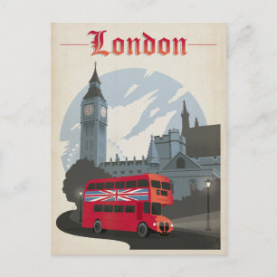 Save The Date   London - Red Bus Ankündigungspostkarte