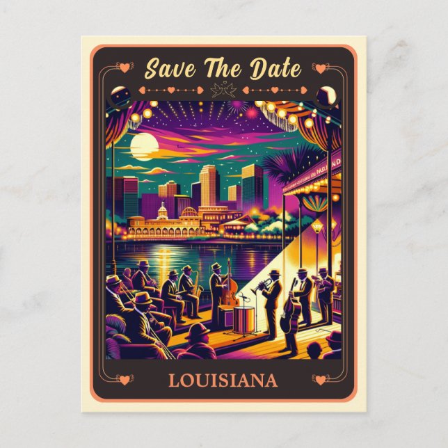 Save The Date | Louisiana Einladung Postkarte (Vorderseite)