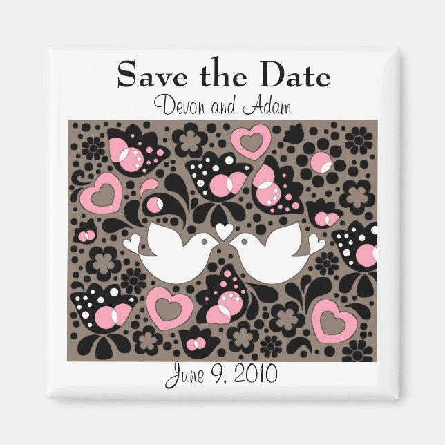 Save the Date Love Birds Wedding Magnet (Vorne)