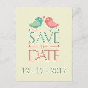 Save the Date Lovebirds Hochzeit Postkarte