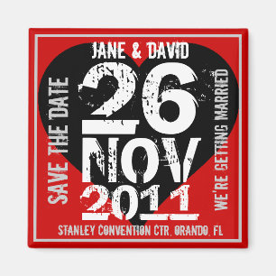 Save the Date Magnet-großes Datums-Rot Magnet
