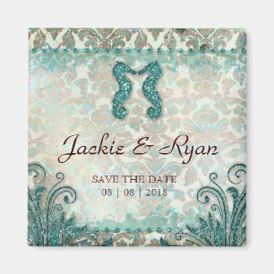 Save the Date Magnet-Seepferd-Paar-Vintages Magnet