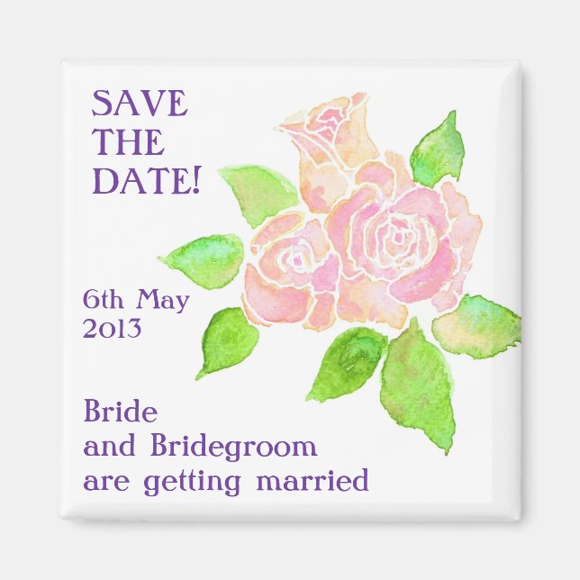 'Save the Date' Magnet, Vintag rosa Rosen Magnet (Vorne)