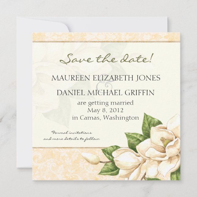Save the Date - Magnolia Damask (Vorderseite)