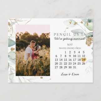 Save the Date Mai 2023 Botanisches Elegant Gold Postkarte