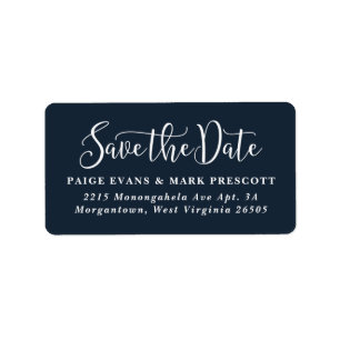 Save the Date marineblaue Rücksendemarke Adressaufkleber