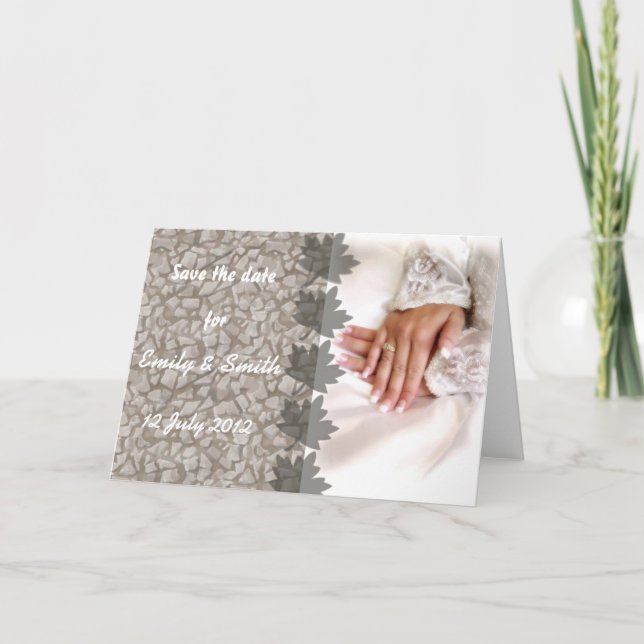 Save the Date Marmor und Weiß ergänzen Ihr eigenes Ankündigung (Vorderseite)