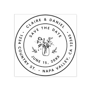 Save the Date Mason Jar Rücksendeadresse Gummistempel