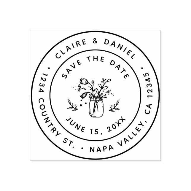 Save the Date Mason Jar Rücksendeadresse Gummistempel (Prägung)