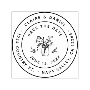 Save the Date Mason Jar Rücksendeadresse Selbstfar Permastempel