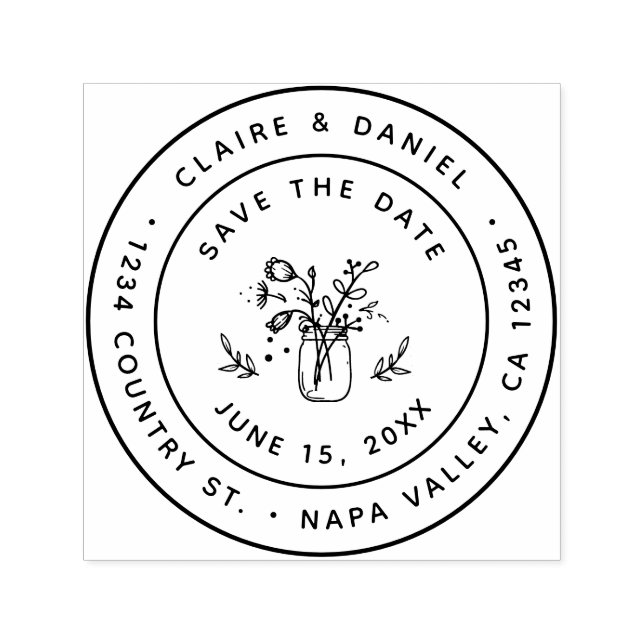 Save the Date Mason Jar Rücksendeadresse Selbstfar Permastempel (Design)