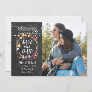 Save the Date Mason Jar String Lights Boho Foto Einladung