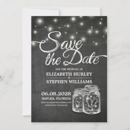 Save the Date Mason Jar String Lights Chalkboard