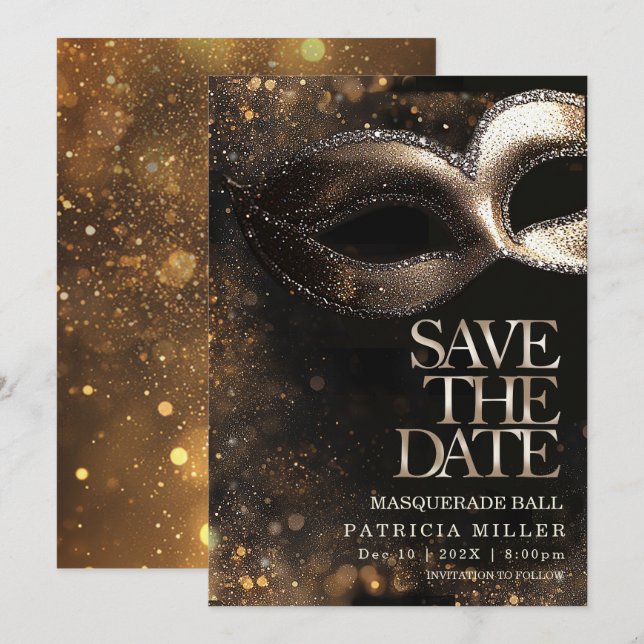 Save the Date Masquerade Party Einladung (Vorne/Hinten)