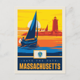 Save The Date   Massachusetts Einladungspostkarte