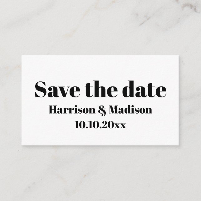 Save the Date, maßgeschneiderte, moderne Hochzeits Begleitkarte (Vorderseite)