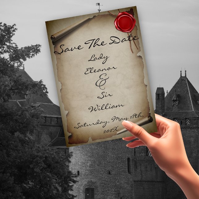 Save The Date Medieval Gray Scroll Wax Seal (Von Creator hochgeladen)