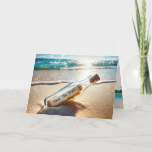 Save the Date Meldung in einer Flasche Karte