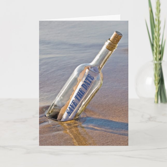 Save the Date Meldung in Flaschen Ankündigung (Vorderseite)