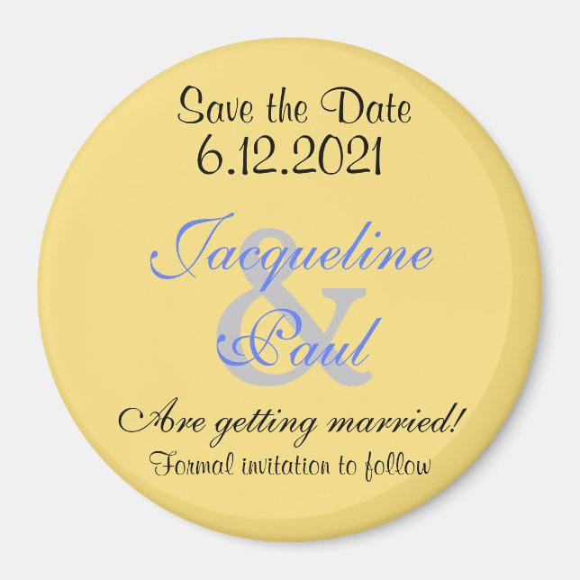 Save the Date Mellow Yellow Blue Magnete (Vorne)