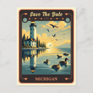 Save The Date   Michigan Invasion Postcard Postkarte