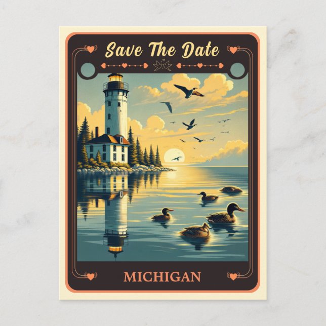 Save The Date | Michigan Invasion Postcard Postkarte (Vorderseite)