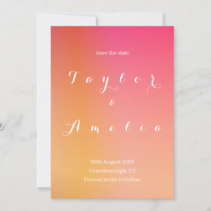Save the Date Minimale Gradient Orange Magenta Car