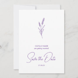 save the date minimalist elegant writing lavender einladung