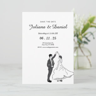 Save the Date Minimalistische Hand Drawn Wedd