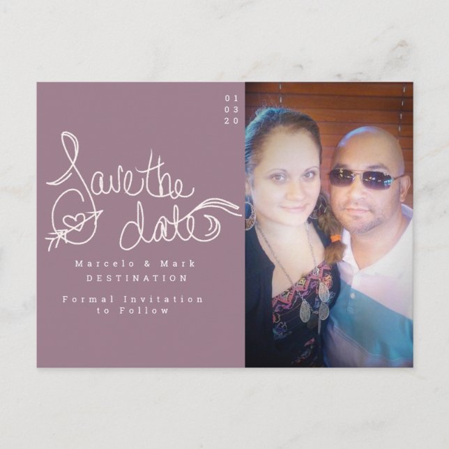 Save the Date Minimalistische handgedrehte Khalk P Postkarte (Vorderseite)