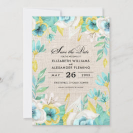 Save the Date. Mint Floral Hochzeiten Ankündigunge Einladung