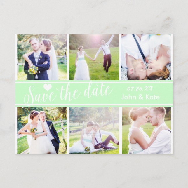 SAVE THE DATE Mint Green Wedding 6 FOTO Postkarte (Vorderseite)